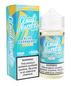 Blue Raspberry Peach Iced Cloud Nurdz Freebase 100mL e-liquid bottle
