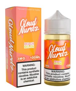 Peach Melon Cloud Nurdz Freebase 100mL e-liquid bottle