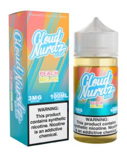 Peach Melon Iced Cloud Nurdz Freebase 100mL e-liquid bottle
