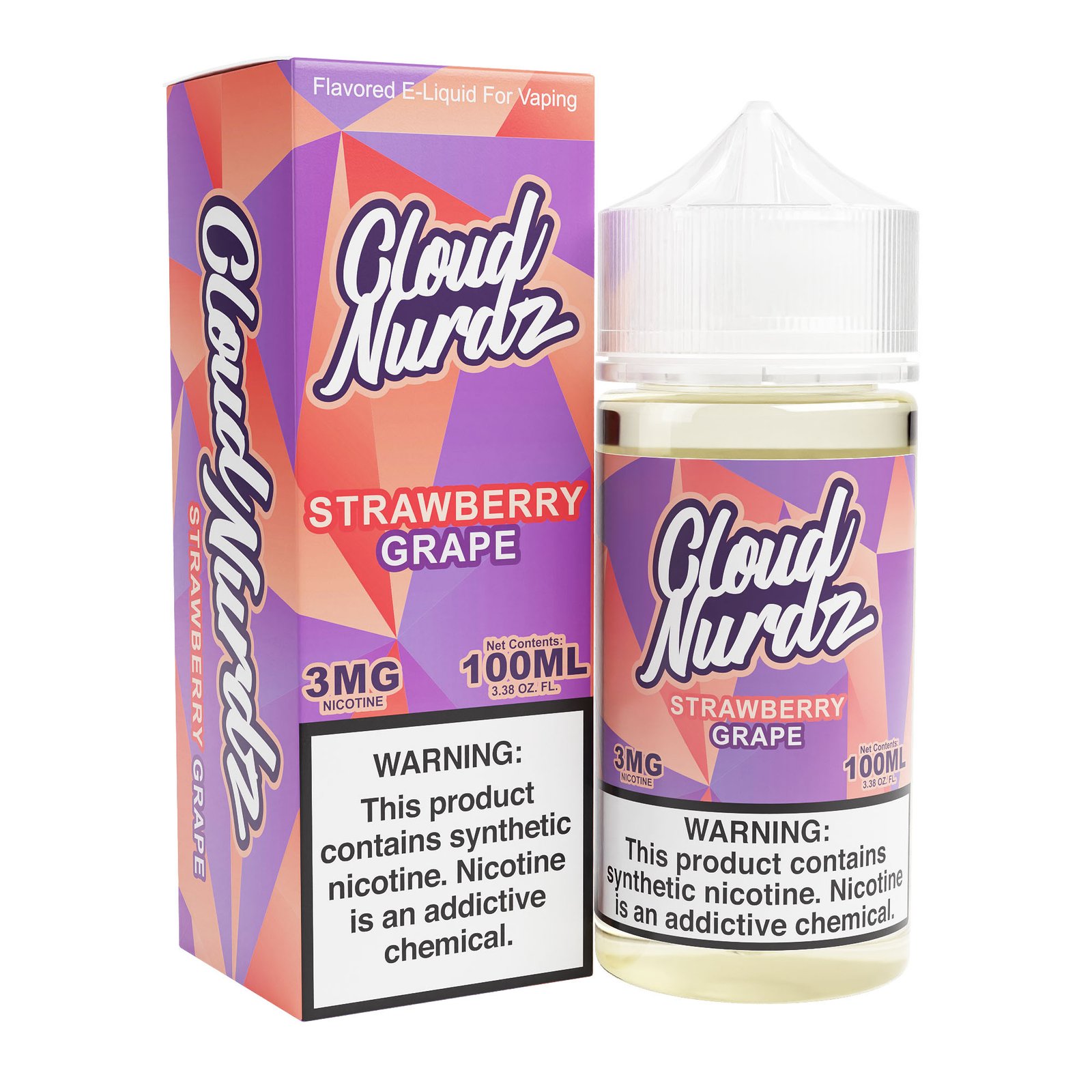 Strawberry Grape Cloud Nurdz Freebase 100mL e-liquid bottle