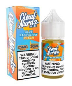 Blue Raspberry Peach Cloud Nurdz Salts 30mL nicotine salt e-liquid bottle