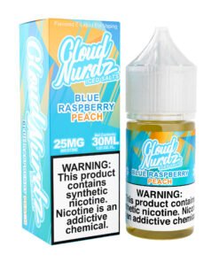 Blue Raspberry Peach Iced Cloud Nurdz Salts 30mL nicotine salt e-liquid bottle